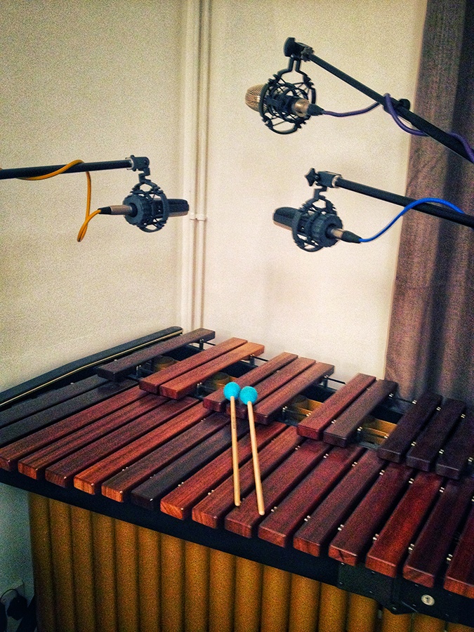Soundtrack recording session on marimba